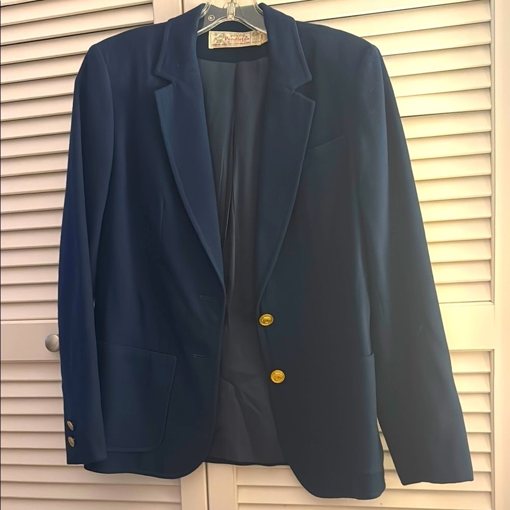 Young Pendleton Dark Navy Blue Wool Blazer Jacket EUC Size 5-6